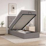 vidaXL Ottoman Bed with Mattress and Headboard Taupe 100 x 200 cm Fabric