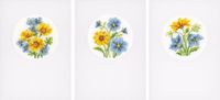 Vervaco Wenskaart Kit Gele en Blauwe Bloempjes Set van 3