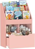 HOMCOM Kinderboekenkast MDF, Nylon 60L x 29,9B x 90H cm Roze