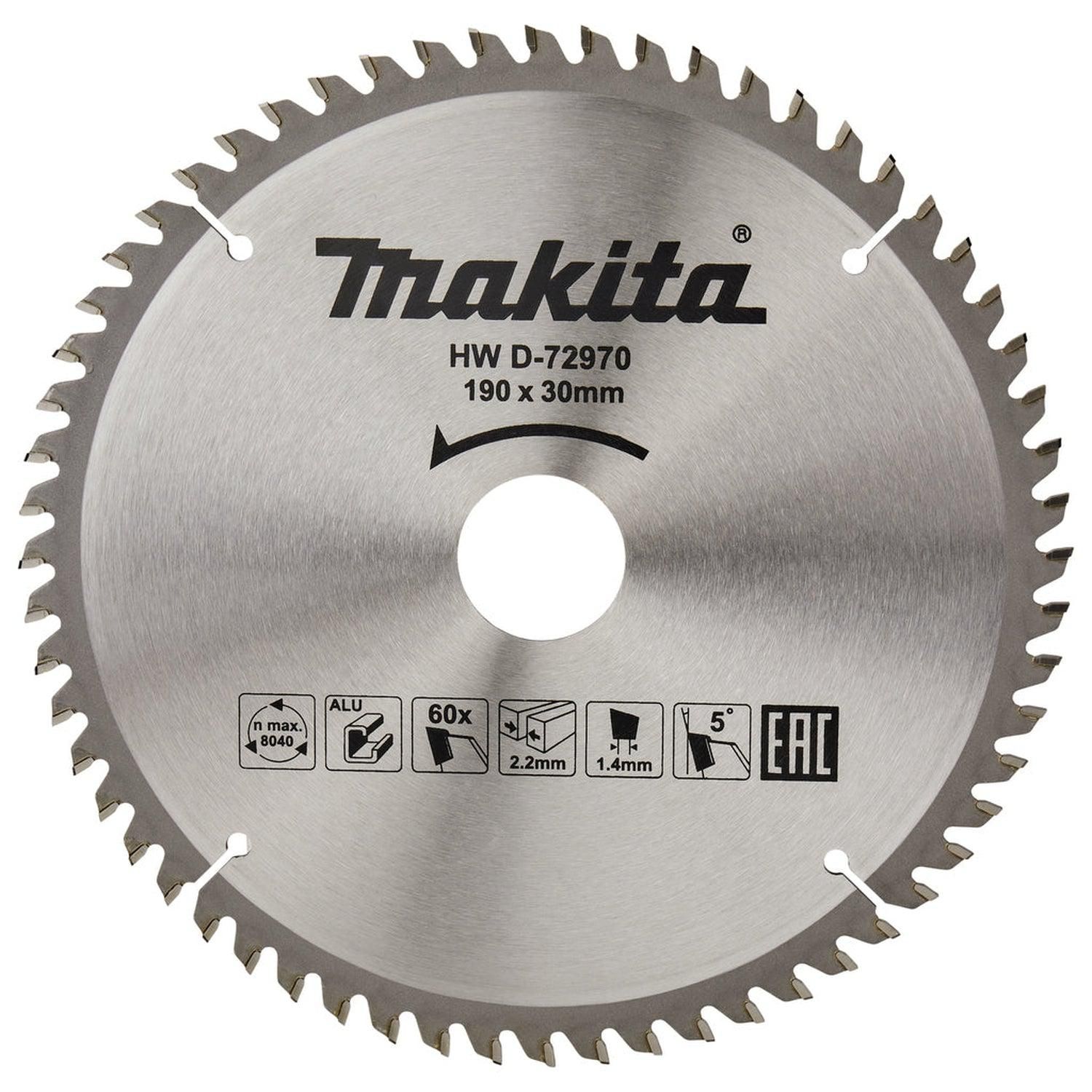 Makita D-72970 Cirkelzaagblad voor Aluminium | Ø 190mm 60T