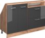 Vicco R-Line Keukenkast voor schuine wand – 120 cm Set van 2 Antraciet hoogglans/goud eiken