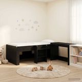 vidaXL Kinderhoogslaper met bureau Zwart eiken 90 x 190 cm