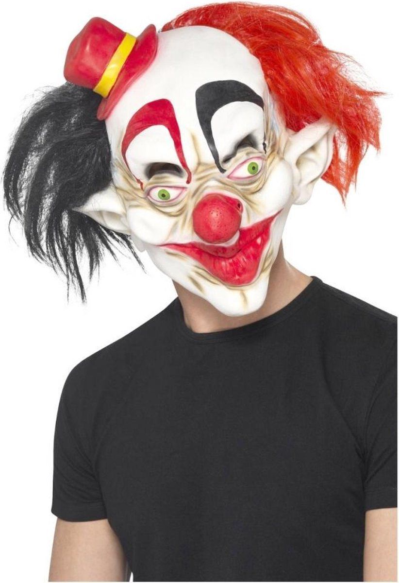 Smiffys Creepy Clown Mask - Black/Red - Latex