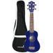 A-Star sopraan ukelele voor beginners in blauw met premium Aquila-snaren, gratis gewatteerde tas