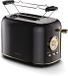 Klarstein Victoria toaster - Grille-pain pour 2 tranches, 800 W, 7 niveaux de brunissage, décongélation & réchauffage, support à petits pains, tiroir ramasse-miettes amovible