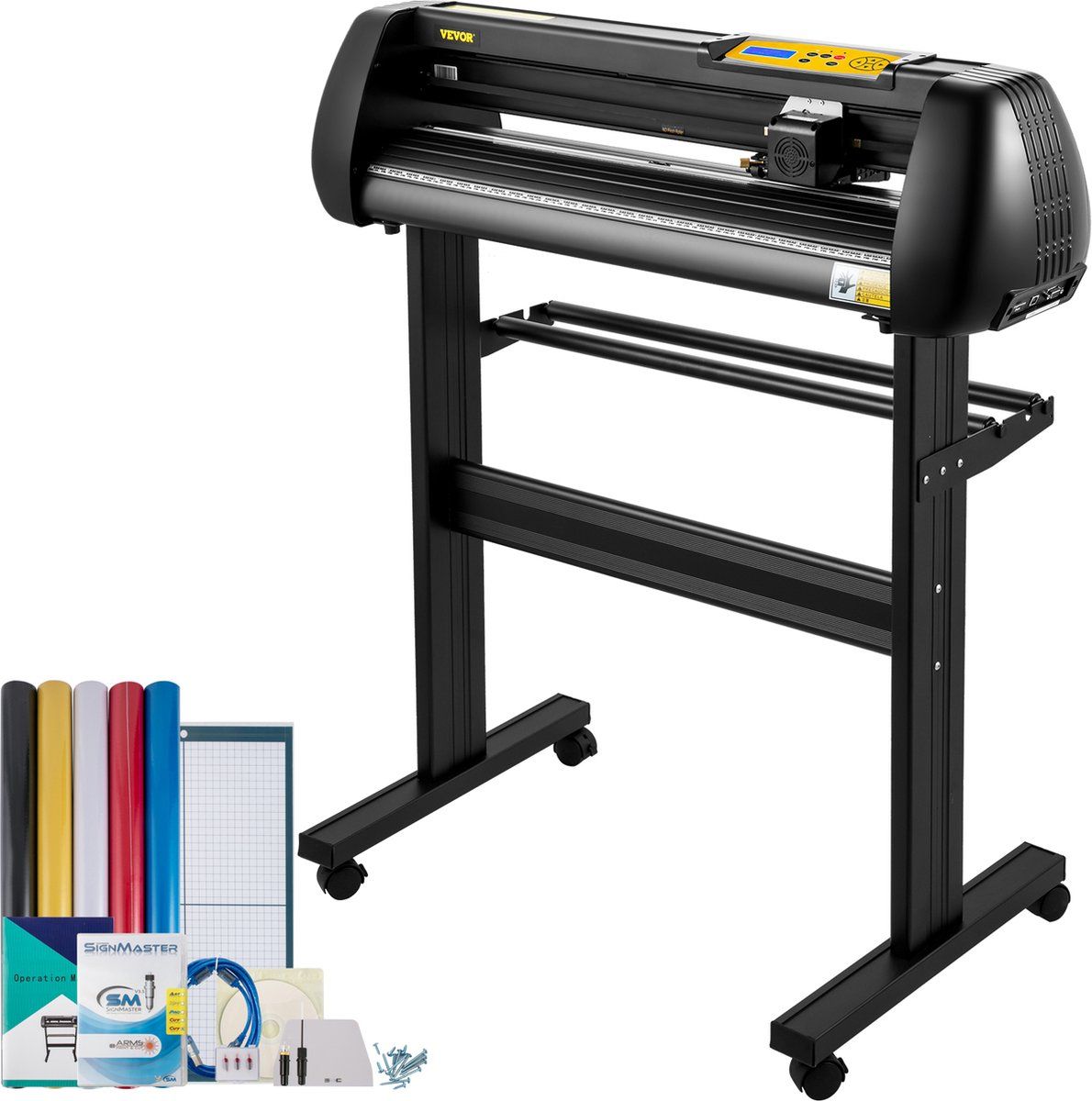 VEVOR Vinyl snijplotter 720 mm met SignMaster-software, zeer nauwkeurige vinylsnijmachine, digitaal led-paneel, USB-interface & COM, vijf rollen voor het plotten van snijden