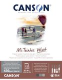CANSON Mi-Teintes Velvet pastelpapier, fluweelachtig oppervlak, 430 g/m², aan de korte kant, 32 x 41 cm, 3 grijstinten, 12 vellen
