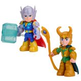 Disney Jr. Series Marvel's Iron Man and His Awesome Friends Hammer & Havoc Pack, Duopack Actiefiguren Met Thor En Loki, 7,6 Cm, Superheldspeelgoed, 3+