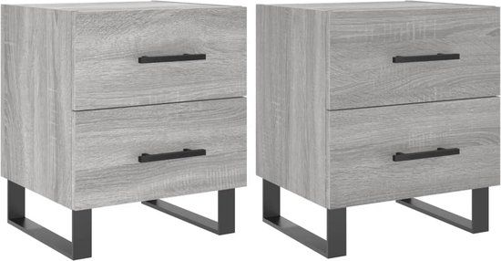 vidaXL Nachtkastjes 2 stuks bewerkt hout grijs sonoma eiken