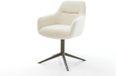 DELIFE Chaise de salle à manger Pejo-Flex pied en croix finition titane teddy beige pivotant à 360° fonction basculante noyau à ressorts ensachés