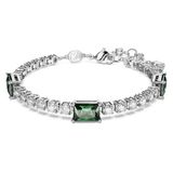 Swarovski Matrix Tennis armband, Verschillende slijpvormen, Groen, Rodium toplaag