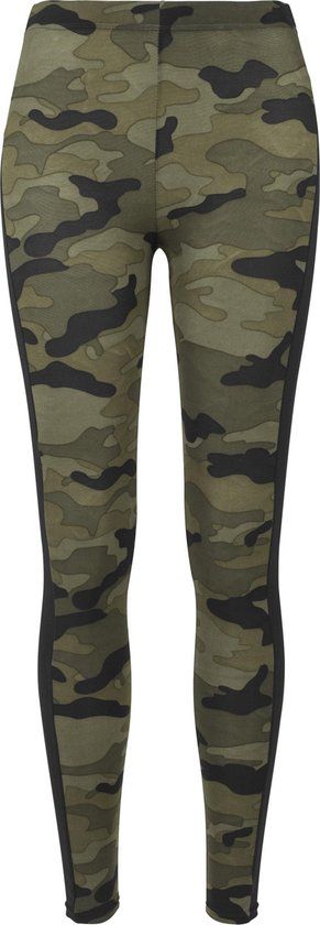 Urban Classics Camo Stripe Dames Legging - woodland/zwart - S