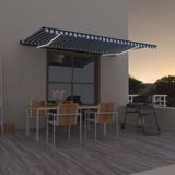 Maison Exclusive - Parasol rétractable manuellement avec éclairage LED, 500x300 cm, bleu et blanc