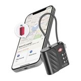 SBS Track My Lock, TSA Slot met Ingebouwde Finder Tracker, Compatibel met Apple Find My (iOS), 3-cijferige Combinatieslot, 60 dB Alarm, USB-C Oplaadbaar, Ideaal voor Koffers en Tassen, Zwart