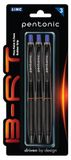 Pentonic LINC B-RT balpen, intrekbaar en navulbaar, wrijvingsloze en nauwkeurige ontspanner, puntdiameter 0,7 mm, lijndikte 0,3 mm, blauw, school en kantoor, 3 stuks
