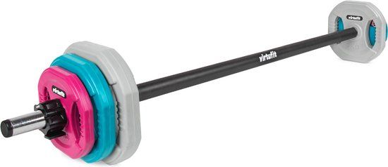 VirtuFit Aerobic Pump Halterset Pro Rubber - 20 kg - Blauw/Grijs/Roze/Zwart