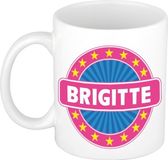 Bellatio Decorations - Brigitte voornaam - koffiemok - beker - wit/roze - 300 ml