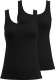 Calida Natural Comfort Spaghetti-Top Set van 2 Zwart Dames Maat 40-42 Katoen/Elastaan