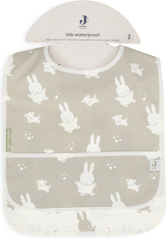 Jollein x Nijntje Slab Waterproof Miffy&Snuffy - Olive Green - 2 Stuks