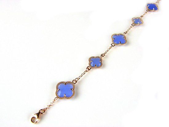 model 5 fiori armband zilver roze verguld blauw 20 cm