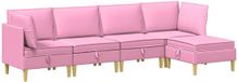 vidaXL Modulaire bankset met opslag 5-delig Roze Stof
