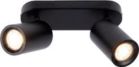 Ledvion - LED Plafondspot - Zwart 2-lichts - Dimbaar - 3W - 2700K - Rechthoek - GU10