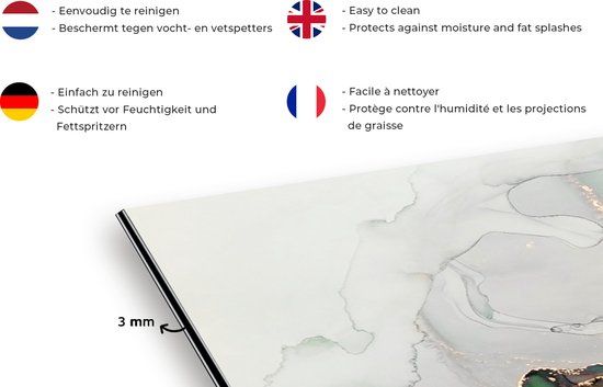 KitchenYeah Spatscherm Marmer goud - RvM - Ferrari - 120x80 cm - Multicolor
