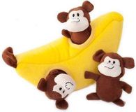 ZippyPaws Hondenspecials Pluche Hondenpuzzel Banaan met apen