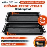 ICQN Oven Bakplaat Set - 2 Stuks Ovenbakplaten - 460x370x30 mm - Geëmailleerd
