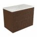 Saniclass Meuble de salle de bain - 80x45x63cm - Plateau de lavabo en marbre Dia poli (blanc) - sans trou de robinetterie - 2 tiroirs - noyer mat pur (bois)