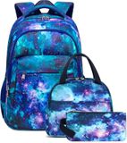 Sac à dos pour jeunes adolescents - sac à dos pour filles - set 3-en-1 - boîte à lunch isotherme - trousse à crayons - polyester doux, dimensions 30,5 x 12,9 x 43,9 cm - sac à dos