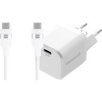 BlueBuilt Power Delivery Oplader 20W + USB C Kabel 1,5m Nylon Wit