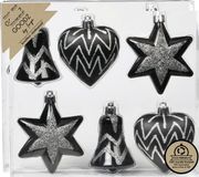 Inge-glas Inge Christmas Kersthangers figuurtjes - 12x - Zwart - 9 cm - Kunststof