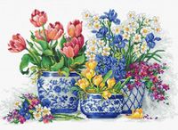 Luca-S Borduurpakket Spring Flowers - Lentetuin - Telpatroon om te Borduren