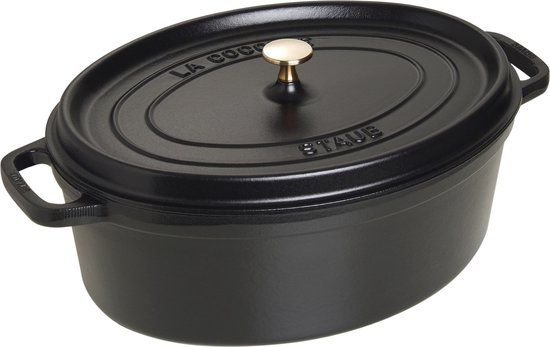 Staub Braadpan Ovaal Cocotte Zwart - ø 37 cm / 8 liter | Gietijzer