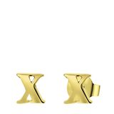 Lucardi Dames Plated oorbellen letter - Oorbellen - Cadeau - Staal - Goudkleurig