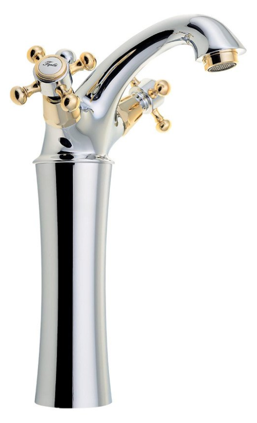 Reitano Antea wastafelmengkraan 25.5 cm chroom/goud inclusief pop-up waste