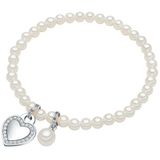 Lulu Jane Armband Parelarmband Wit Zirkonia Hartje Synthetisch Wit 17 cm