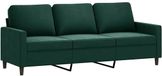 vidaXL Canapé trois places 180 cm velours vert foncé