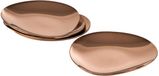 APS PEBBLES 40794 Set van 4 roestvrijstalen borden met PVD-coating, 9 x 9 cm, hoogte 1 cm, koperlook