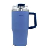 Nerthus FIH 1435 thermobeker 600 ml blauw met deksel en rietje