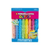 Mitama Speeldozen, creatieve set – jumbo glitter – comfortabele grip – maxi-punt – 8 stuks – 4 glitterpastels + 4 glitter briljant in huisdierbox – creatieve spelletjes – educatief spel, Meerkleurig.