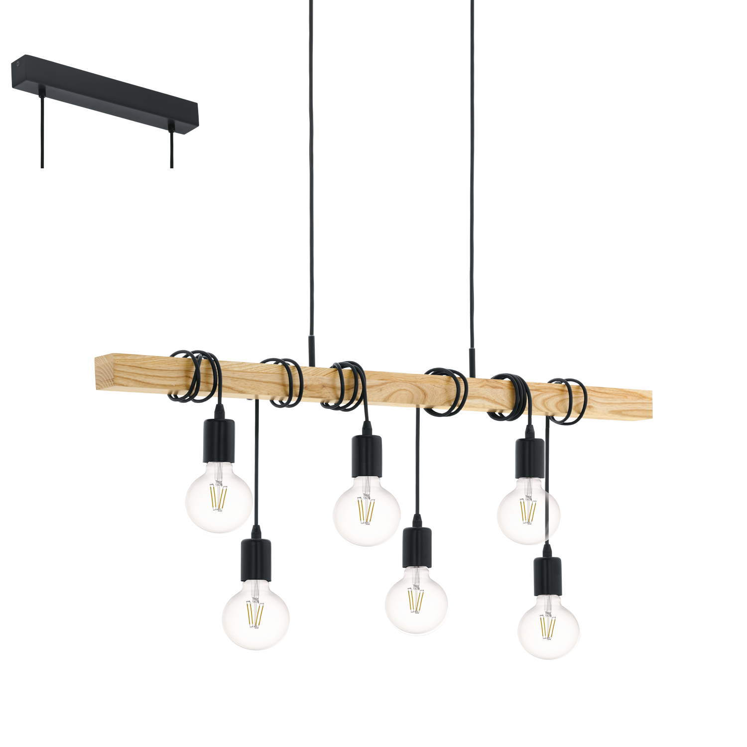EGLO Townshend Plafondlamp - Staal, Hout - E27 - 100 x 110 cm