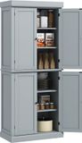 HOMCOM Armoire de cuisine 76x40,5x184cm MDF Gris