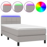 vidaXL Boxspringbed met matras en LED-verlichting, lichtgrijs, 160x200 cm, gestoffeerd