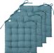 Atmosphera Coussins de chaise de jardin - 4x - bleu - coton - 38 x 38 x 7 cm - coussin d'assise en osier