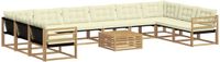 vidaXL - Dining loungeset - Acacia hout - Wit en crèmekleurig - 14 zitplekken
