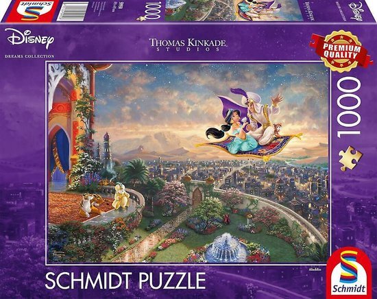 Schmidt Spiele 59950 Thomas Kinkade, Disney, ALADDIN, puzzel van 1000 stukjes, kleurrijk [exclusief bij Amazon],Meerkleurig
