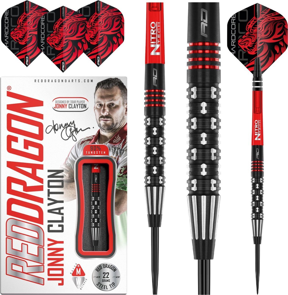 Red Dragon - Jonny Clayton Premier League SE: Steeltip Tungsten Dartpijlen Professioneel - 22 gram