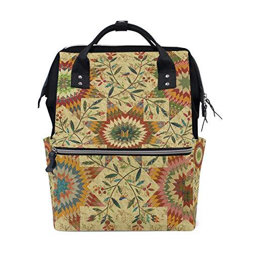 MONTOJ Bloemen Quilt Patroon Canvas Rugzak Reizen Campus Rugzak